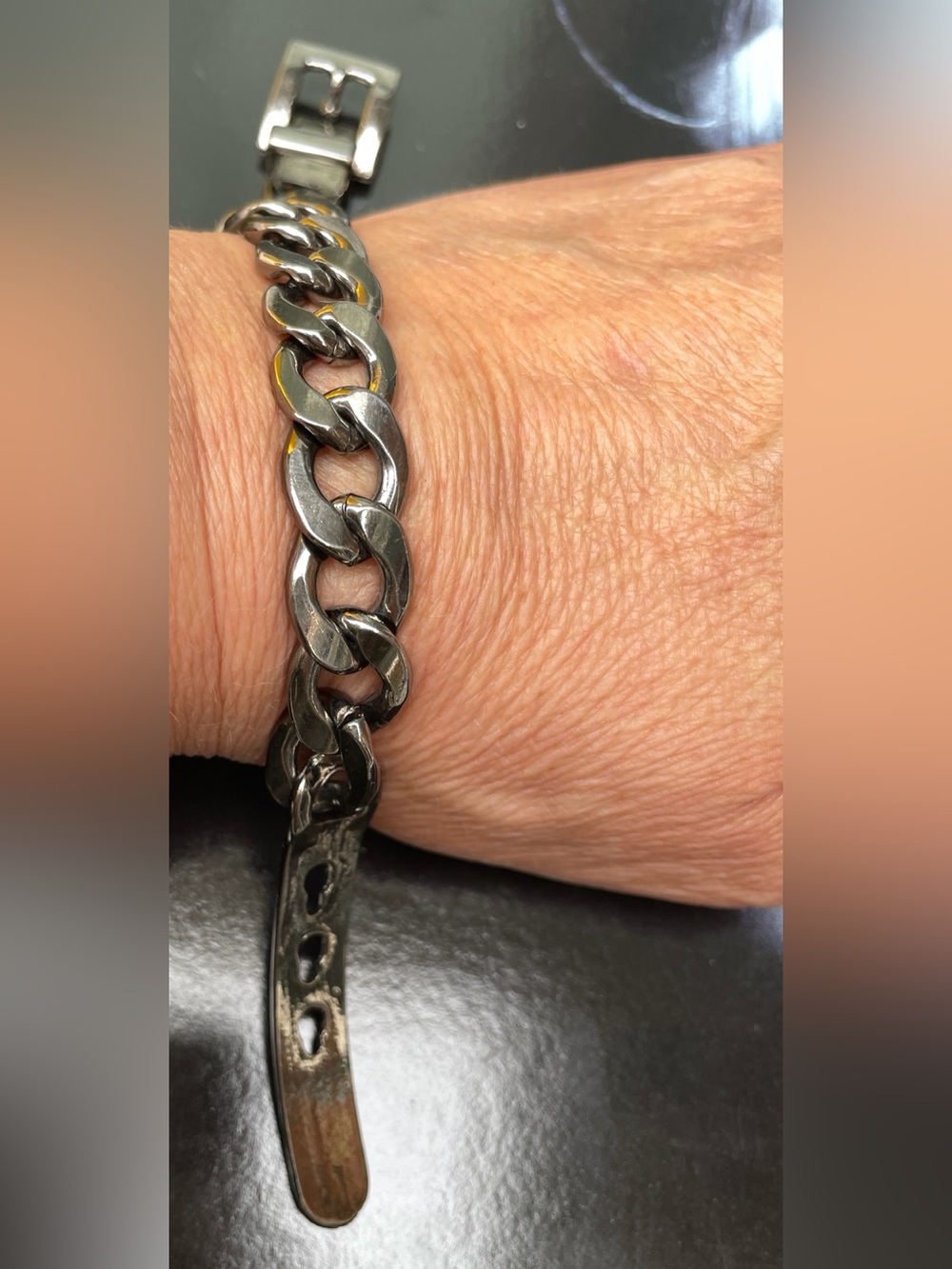 Men's Silver colour Chain bracelet Metallic Accent